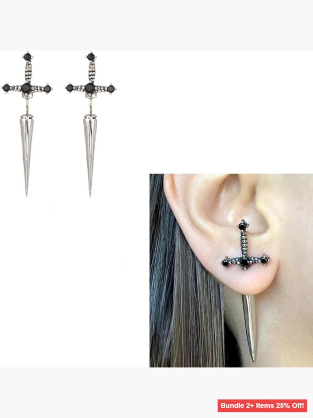 Gothic Dagger Sword Stud Earrings - Alloy Hypoallergenic Halloween Costume